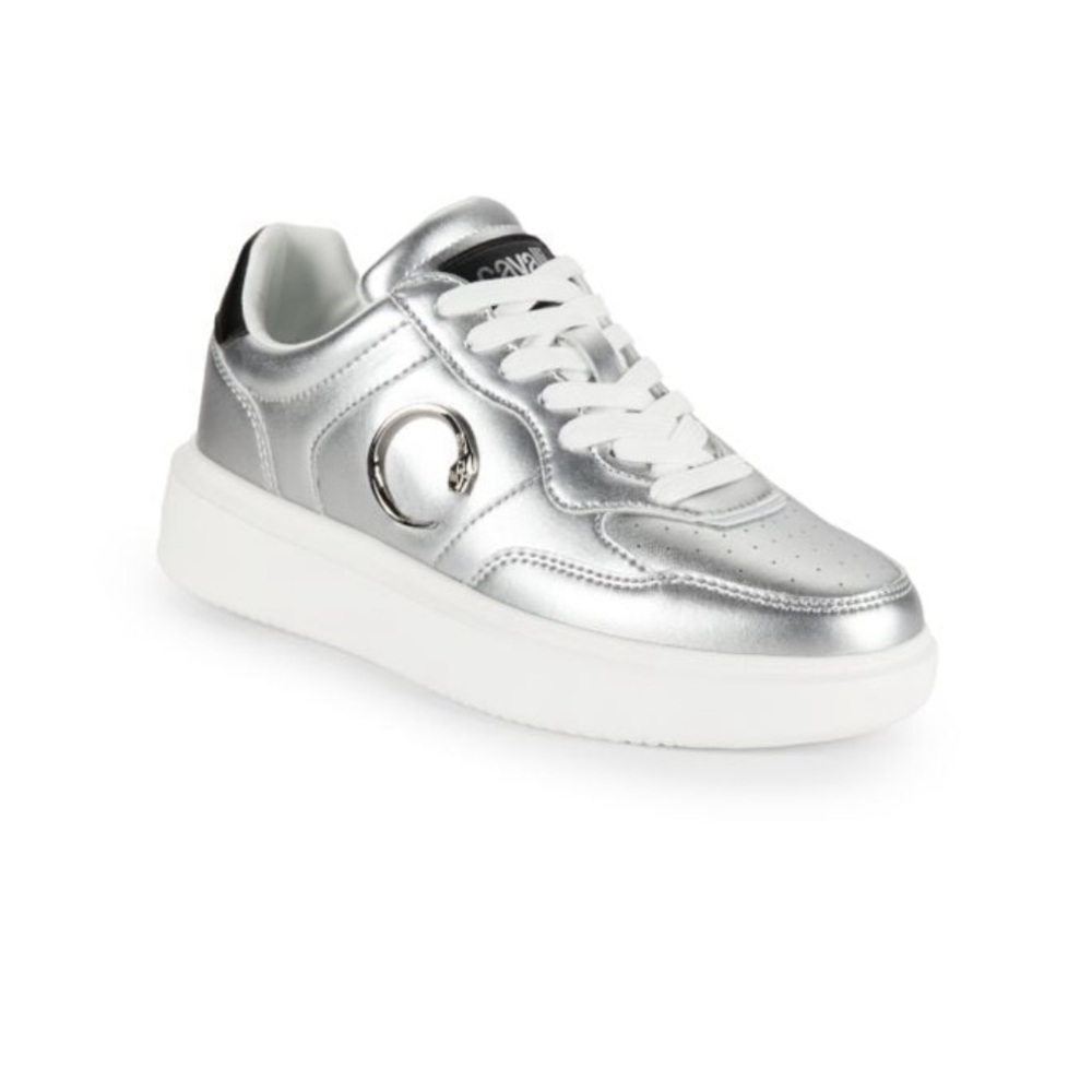 Roberto Cavalli Metallic Silver Sneakers